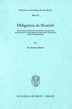 Obligation de Sécurité. von Meller,  Eberhard