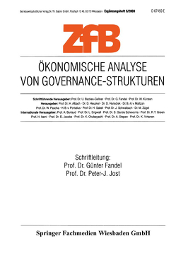 Ökonomische Analyse von Governance-Strukturen von Fandel,  Günter, Jost,  Peter-J.