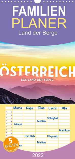 Familienplaner Österreich – Das Land der Berge. (Wandkalender 2022 , 21 cm x 45 cm, hoch) von SF