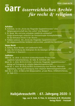 Österreichisches Archiv für Recht und Religion von Kalb,  Herbert, Potz,  Richard, Schinkele,  Brigitte