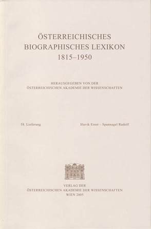 Österreichisches Biographisches Lexikon 1815-1950 / Österreichisches Biographisches Lexikon 1815-1950 58. Lieferung
