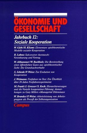 Ökonomie und Gesellschaft / Soziale Kooperation von Althammer,  Wilhelm, Brandes,  Wolfgang, Buchholz,  Wolfgang