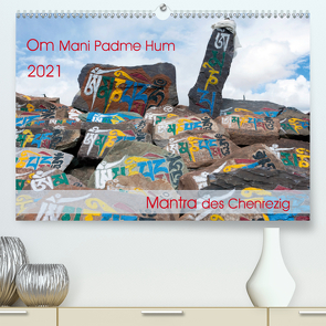 Om Mani Padme Hum – Mantra des Chenrezig (Premium, hochwertiger DIN A2 Wandkalender 2021, Kunstdruck in Hochglanz) von Bergermann,  Manfred