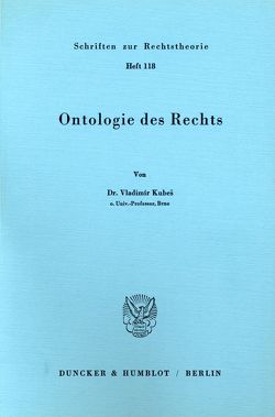 Ontologie des Rechts. von Kubeš,  Vladimir