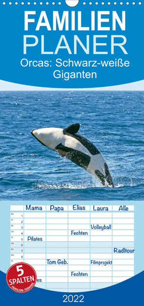 Familienplaner Orcas: Schwarz-weiße Giganten (Wandkalender 2022 , 21 cm x 45 cm, hoch) von CALVENDO