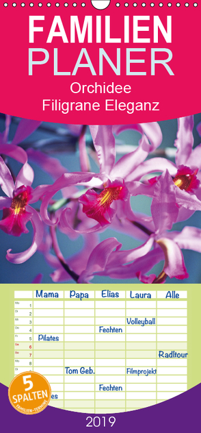 Orchideen: Filigrane Eleganz – prachtvolle Farben – Familienplaner hoch (Wandkalender 2019 , 21 cm x 45 cm, hoch) von CALVENDO