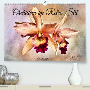 Orchideen im Retro-Stil (Premium, hochwertiger DIN A2 Wandkalender 2023, Kunstdruck in Hochglanz) von Kleemann,  Claudia