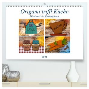 Origami trifft Küche – Die Kunst des Papierfaltens (hochwertiger Premium Wandkalender 2024 DIN A2 quer), Kunstdruck in Hochglanz von Kraetschmer,  Marion