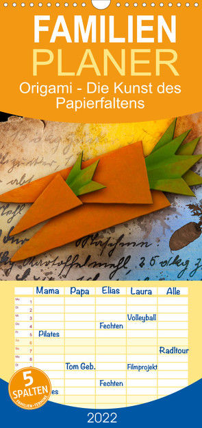 Familienplaner Origami trifft Küche – Die Kunst des Papierfaltens (Wandkalender 2022 , 21 cm x 45 cm, hoch) von Kraetschmer,  Marion