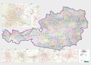 Österreich Postleitzahlen, 1:500.000, Magnetmarkiertafel von Freytag-Berndt und Artaria KG