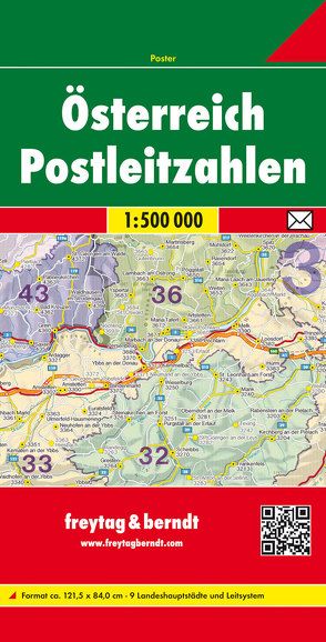 Österreich Postleitzahlen, 1:500.000 von Freytag-Berndt und Artaria KG