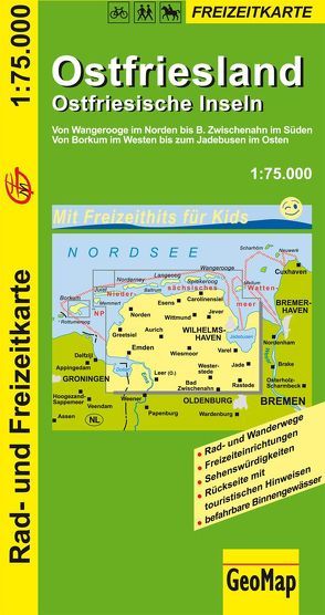 Ostfriesland Ostfriesische Inseln 1:75.000 Rad- und Freizeitkarte von GeoMap