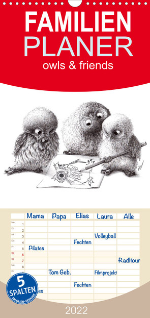 Familienplaner owls & friends 2022 (Wandkalender 2022 , 21 cm x 45 cm, hoch) von Kahlhammer,  Stefan