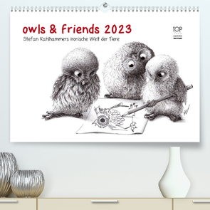 owls & friends 2023 (Premium, hochwertiger DIN A2 Wandkalender 2023, Kunstdruck in Hochglanz) von Kahlhammer,  Stefan