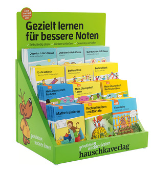 Paket „Gezielt lernen für bessere Noten“ im Holzstufendisplay von Hauschka Verlag