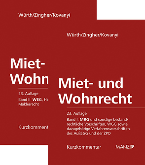 PAKET: Miet- und Wohnrecht 23. Auflage von Etzersdorfer,  Ingmar, Kovanyi,  Peter, Würth,  Helmut, Zingher,  Madeleine