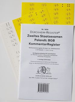 DürckheimRegister® BGB/PALANDT, 2. Staatsexamen KOMMENTAR-Register (2020) von Dürckheim,  Constantin, Grassinger,  Nathanael