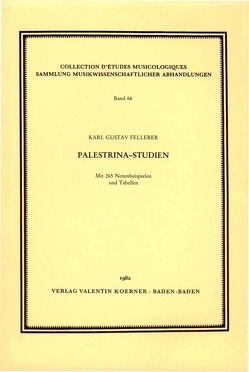 Palestrina-Studien von Fellerer,  Karl G