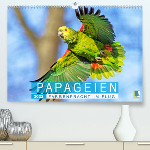 Papageien: Farbenpracht im Flug (Premium, hochwertiger DIN A2 Wandkalender 2022, Kunstdruck in Hochglanz) von CALVENDO