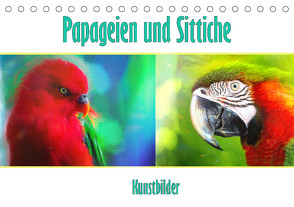 Papageien und Sittiche – Kunstbilder (Tischkalender 2023 DIN A5 quer) von Brunner-Klaus,  Liselotte