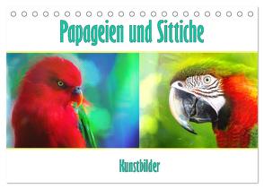 Papageien und Sittiche – Kunstbilder (Tischkalender 2024 DIN A5 quer), CALVENDO Monatskalender von Brunner-Klaus,  Liselotte