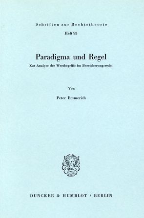 Paradigma und Regel. von Emmerich,  Peter