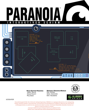 Paranoia Spielleiterschirm von Dean,  Paul, Howitt,  Grant, Wallis,  James