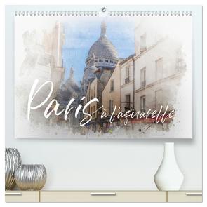 Paris à l’aquarelle (hochwertiger Premium Wandkalender 2024 DIN A2 quer), Kunstdruck in Hochglanz von Bruhn,  Olaf