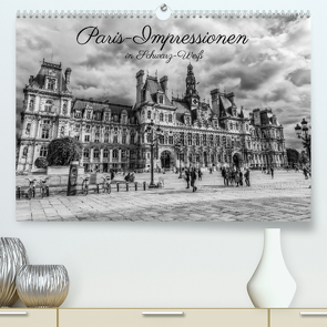 Paris-Impressionen in Schwarz-Weiß (Premium, hochwertiger DIN A2 Wandkalender 2023, Kunstdruck in Hochglanz) von Müller,  Christian