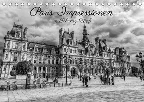 Paris-Impressionen in Schwarz-Weiß (Tischkalender 2022 DIN A5 quer) von Müller,  Christian