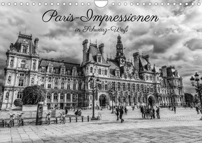 Paris-Impressionen in Schwarz-Weiß (Wandkalender 2022 DIN A4 quer) von Müller,  Christian
