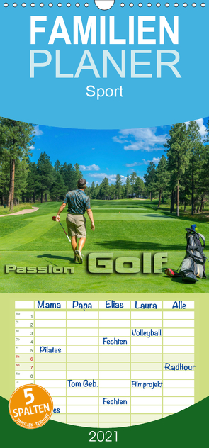 Passion Golf – Familienplaner hoch (Wandkalender 2021 , 21 cm x 45 cm, hoch) von Bleicher,  Renate