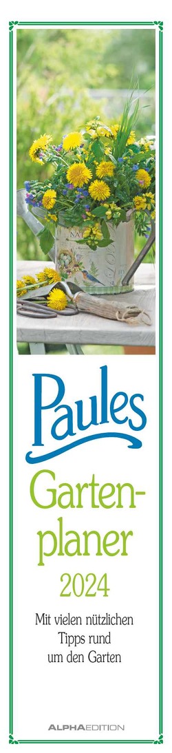 Paules Gartenplaner 2024 – Streifenplaner – Wandplaner – Küchen-Kalender – 11,3×49,5