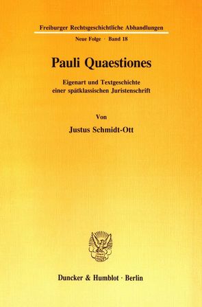 Pauli Quaestiones. von Schmidt-Ott,  Justus