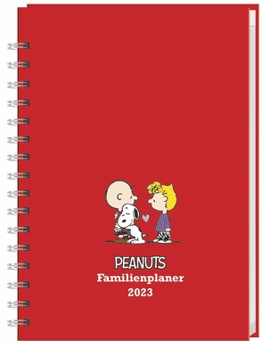 Peanuts Familienplaner Buch A5 2023. Familienkalender mit 5 Spalten. Liebevoll illustrierter Buch-Kalender mit Einstecktasche und Schulferien. Terminplaner mit 160 Seiten. von Heye