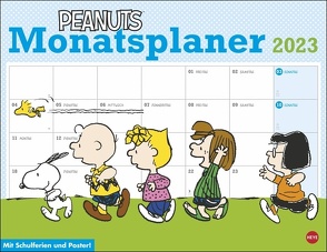 Peanuts Monatsplaner 2023. Praktischer Wandplaner mit den bekannten Snoopy-Comics. Kultiger Wandkalender zum Eintragen. Terminkalender mit lustigen Bildergeschichten von Heye