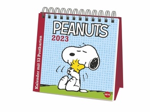 Peanuts Premium-Postkartenkalender 2023. Kultiger Tischkalender mit 52 Postkarten von Snoopy, Charlie Brown und co. Postkarten-Kalender zum Aufstellen oder Aufhängen von Heye