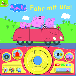 Peppa Pig – Fahr mit uns! – Pappbilderbuch mit beweglichem Lenkrad und 13 spannenden Geräuschen für Kinder ab 3 Jahren