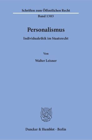 Personalismus. von Leisner,  Walter