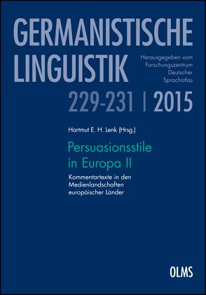 Persuasionsstile in Europa II von Lenk,  Hartmut E. H.