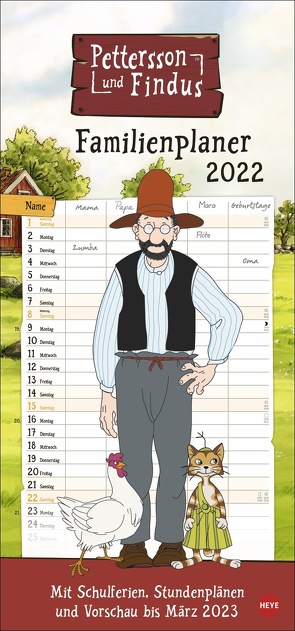 Pettersson und Findus Familienplaner Kalender 2022 von Heye