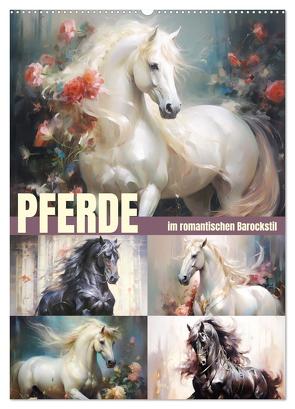 Pferde im romantischen Barockstil (Wandkalender 2024 DIN A2 hoch), CALVENDO Monatskalender von Hurley,  Rose