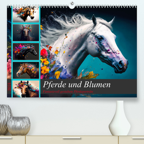 Pferde und Blumen (hochwertiger Premium Wandkalender 2024 DIN A2 quer), Kunstdruck in Hochglanz von Meutzner,  Dirk