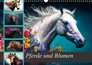 Pferde und Blumen (Wandkalender 2024 DIN A3 quer), CALVENDO Monatskalender von Meutzner,  Dirk