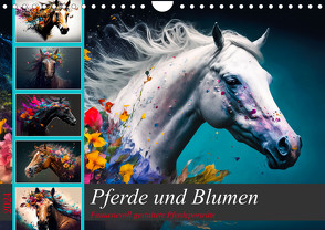 Pferde und Blumen (Wandkalender 2024 DIN A4 quer), CALVENDO Monatskalender von Meutzner,  Dirk