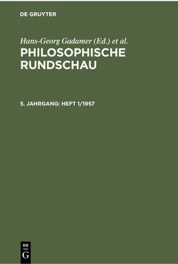 Philosophische Rundschau / Heft 1/1957 von Gadamer,  Hans-Georg, Kühn,  Helmut