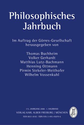 Philosophisches Jahrbuch von Buchheim,  Thomas, Gasser,  Georg, Gerber,  Doris, Gerhardt,  Volker, Gerlach,  Stefan, Hennig,  Boris, Honnefelder,  Ludger, Kunzmann,  Peter, Lutz-Bachmann,  Matthias, Mai,  Helmut, Müller,  Oliver, Ottmann,  Henning, Stekeler-Weithofer,  Pirmin, Vossenkuhl,  Wilhelm