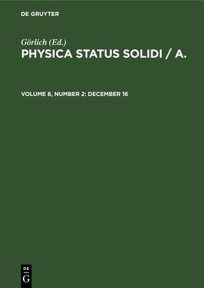 Physica status solidi / A. / December 16 von Görlich