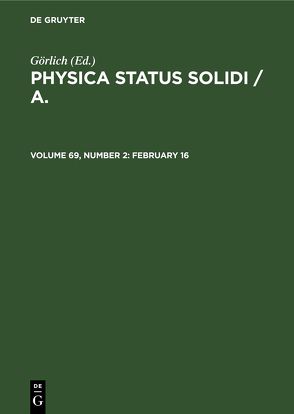 Physica status solidi / A. / February 16 von Görlich