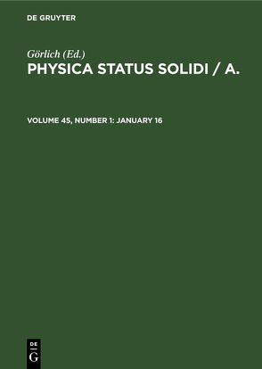 Physica status solidi / A. / January 16 von Görlich
